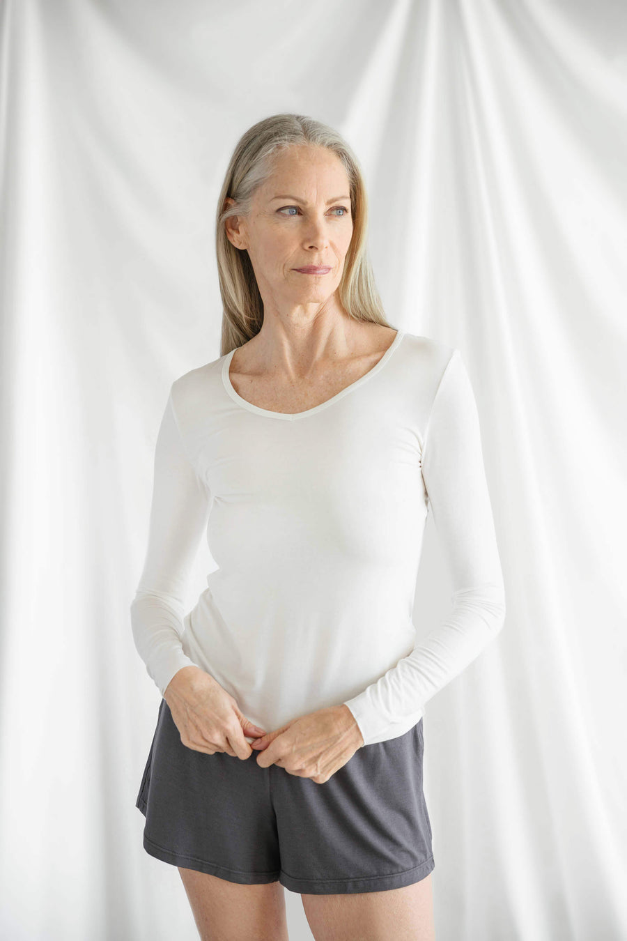 Butter Modal Long Sleeve Clear White