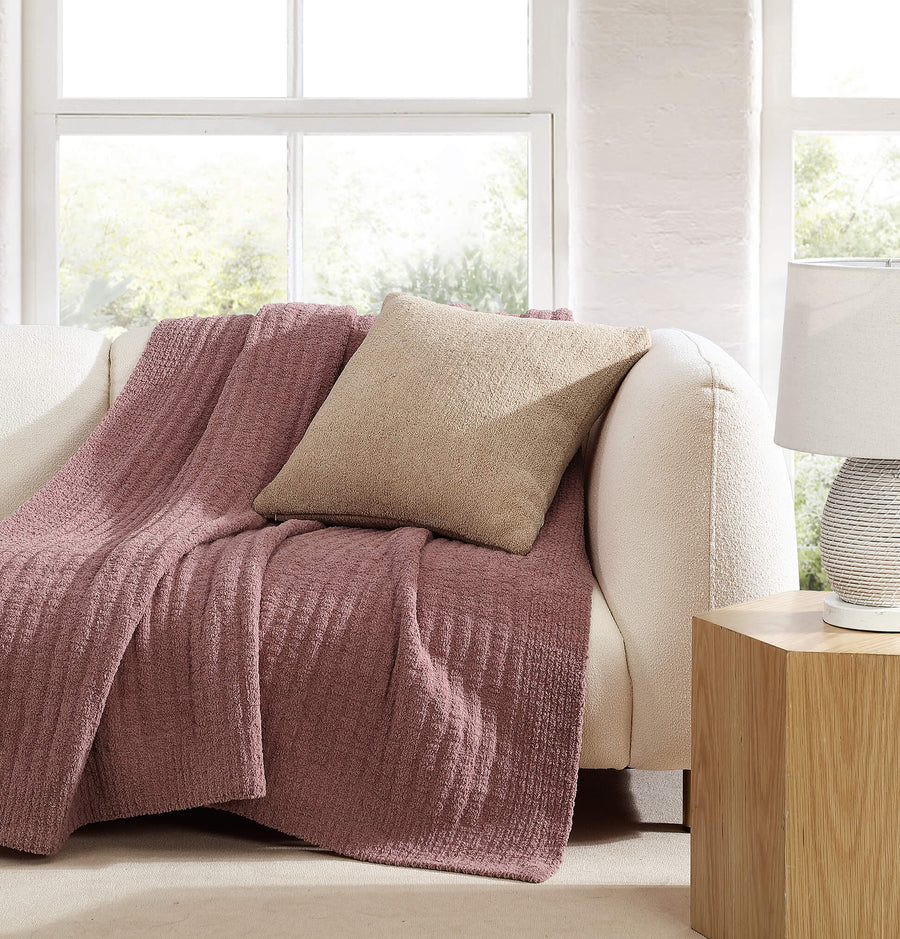 Ribbed Lightweight Throw Rose