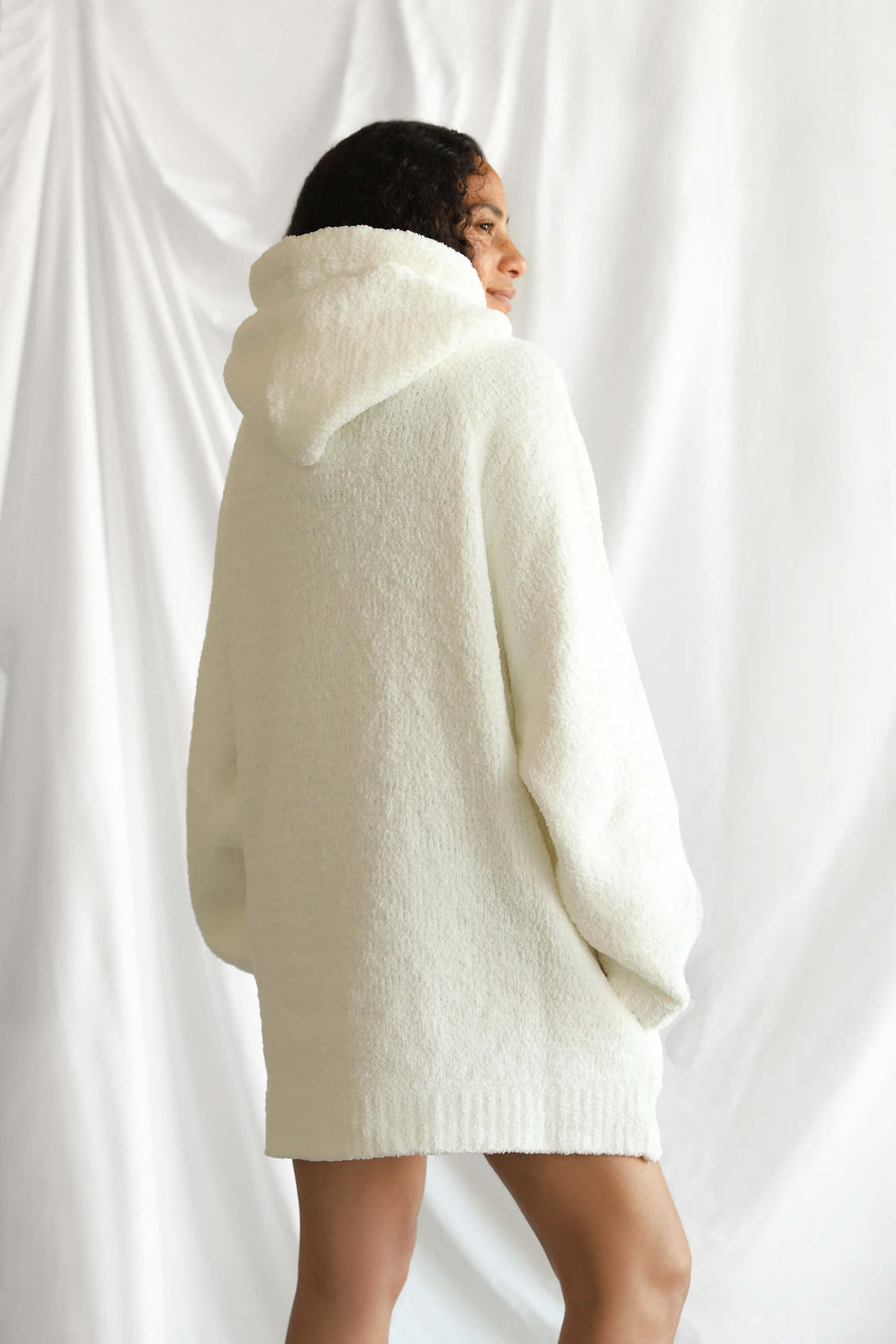 Off White Oversized Snug Blanket Teddy Hoodie