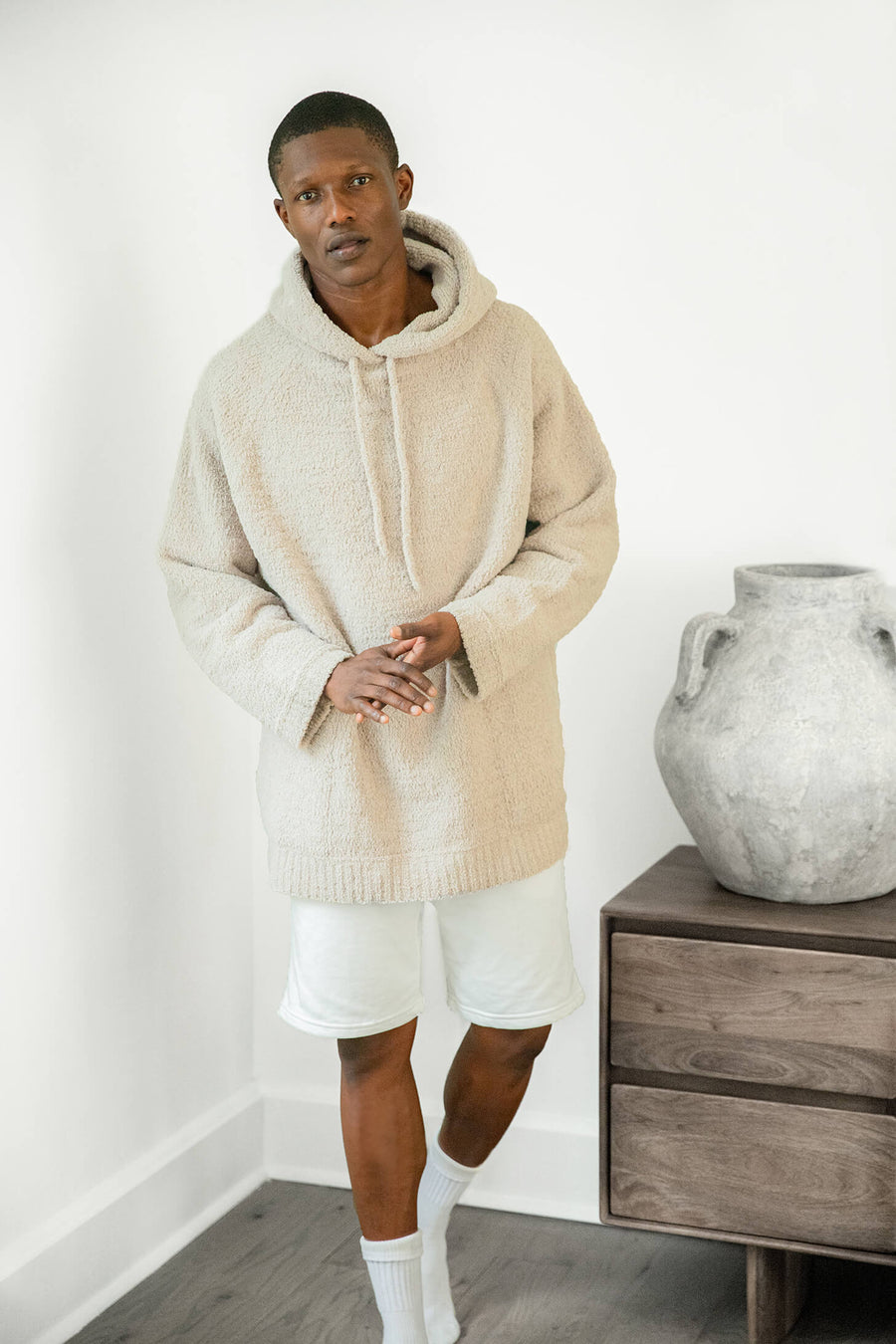 Taupe Oversized Snug Blanket Teddy Hoodie