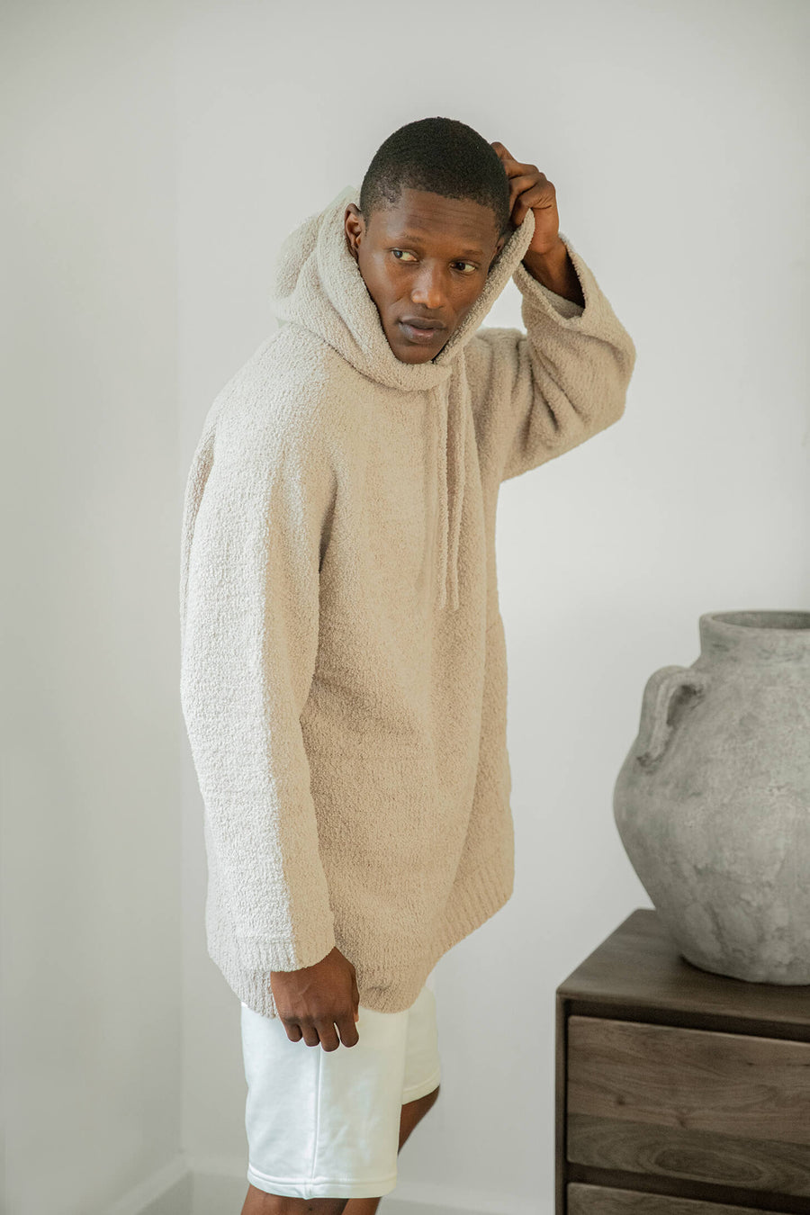 Taupe Oversized Snug Blanket Teddy Hoodie