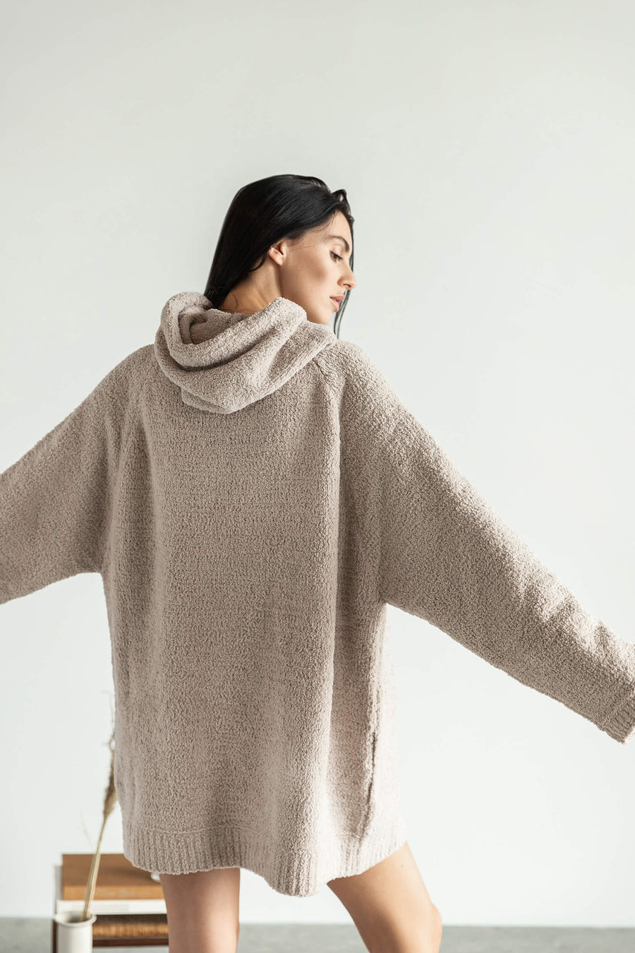 Taupe Oversized Snug Blanket Teddy Hoodie