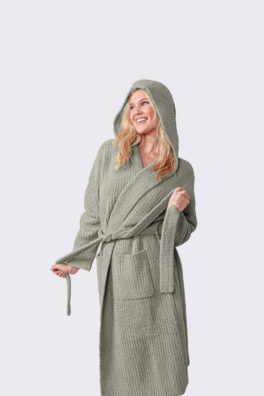 Image of Ribbed Hooded Robe