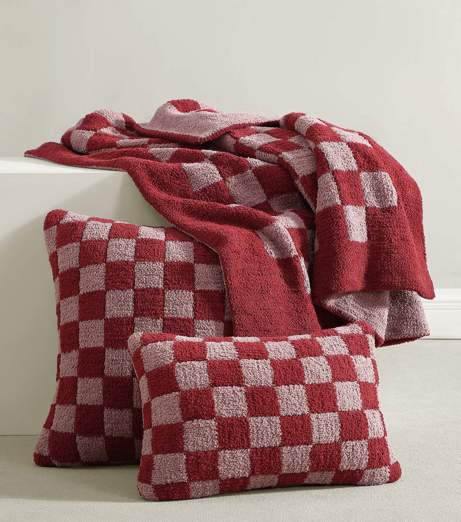 Checkerboard Mini Pillow Pomegranate / Rose