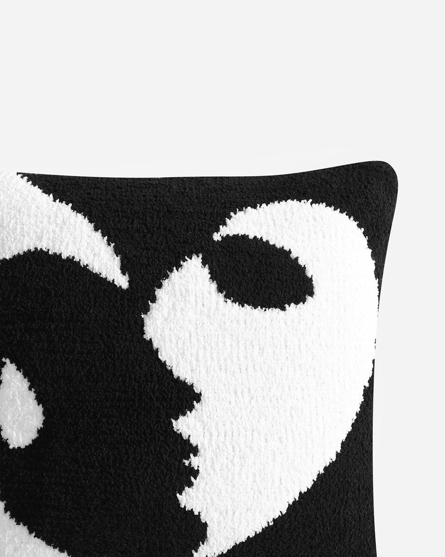 Faces II Throw Pillow Off White - Black