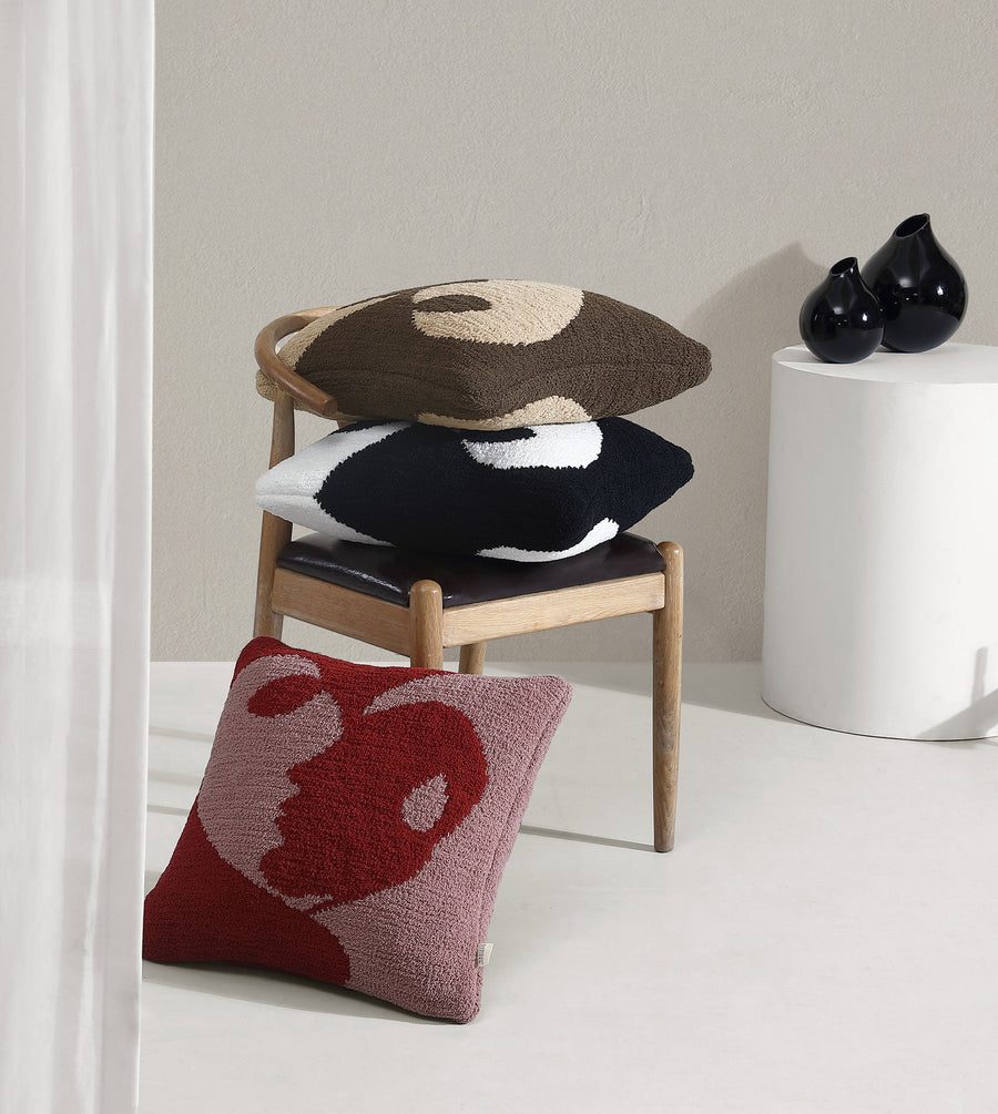 Faces II Throw Pillow Mocha - Biscotti
