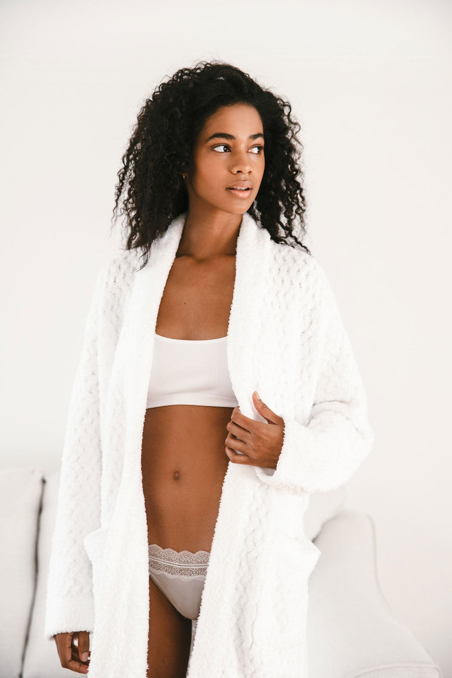 Snug Waffle Robe Clear White