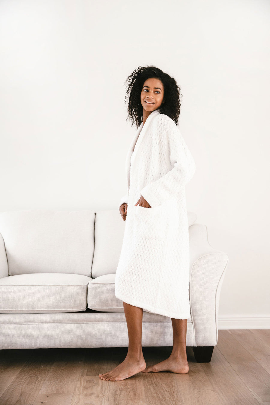 Snug Waffle Robe Clear White