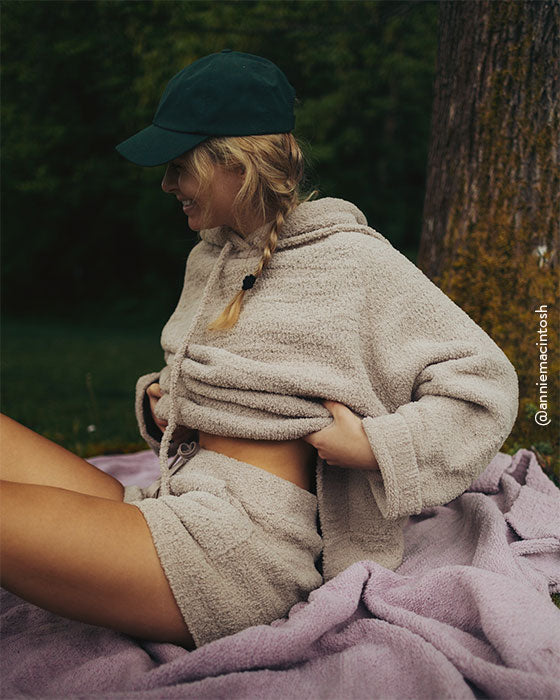 Taupe Oversized Snug Blanket Teddy Hoodie