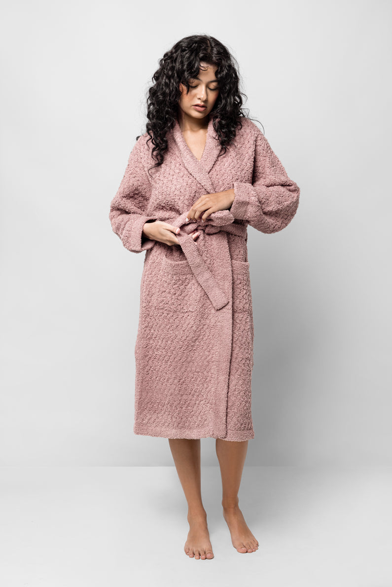 Snug Waffle Robe Rose