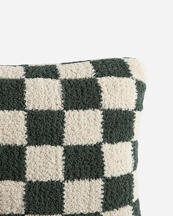 Checkerboard Mini Pillow Moss / Sahara Tan