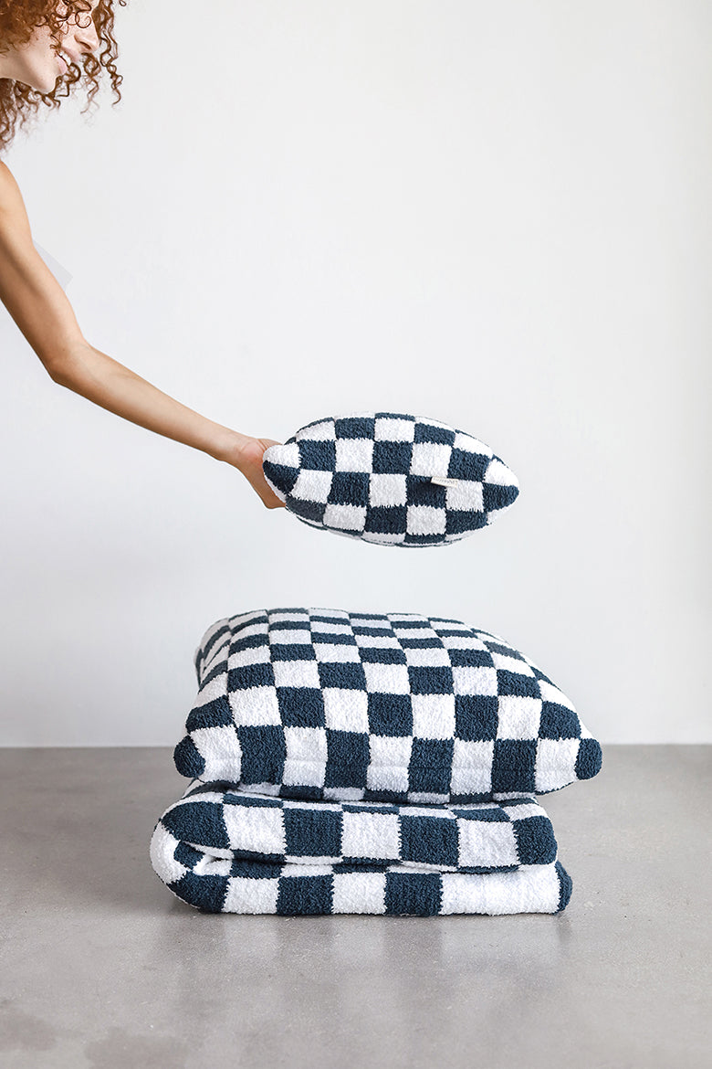 Checkerboard Mini Pillow Midnight / Off White