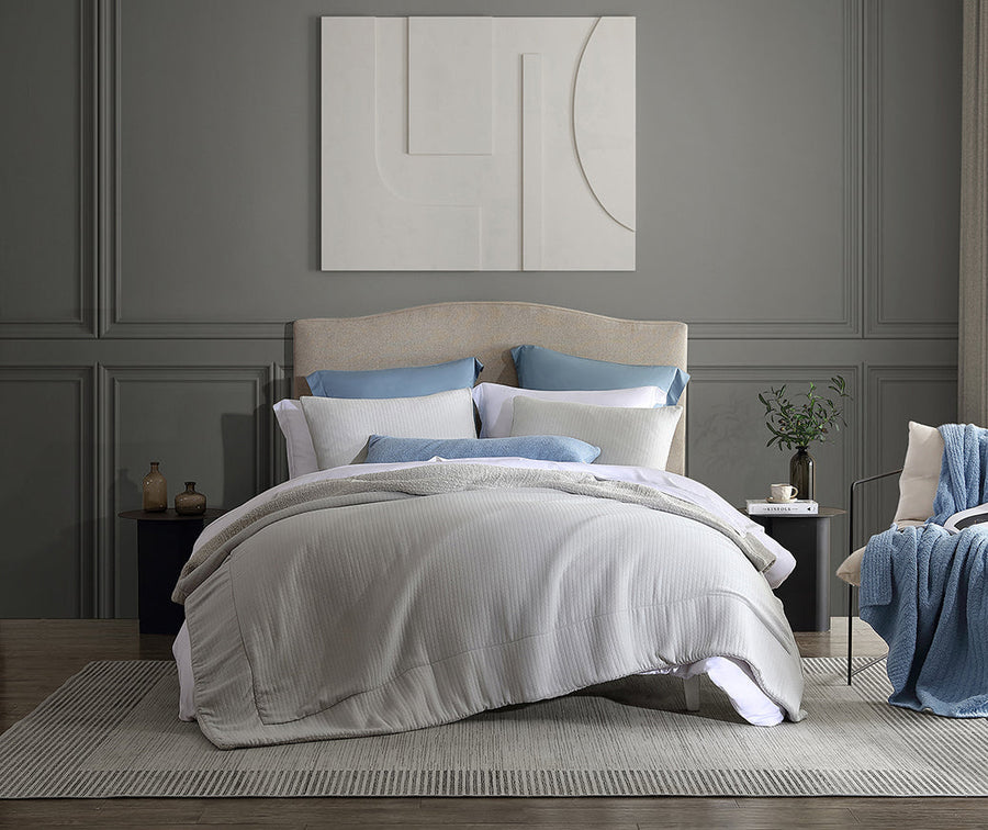 Herringbone Snug Coverlet Cloud Gray