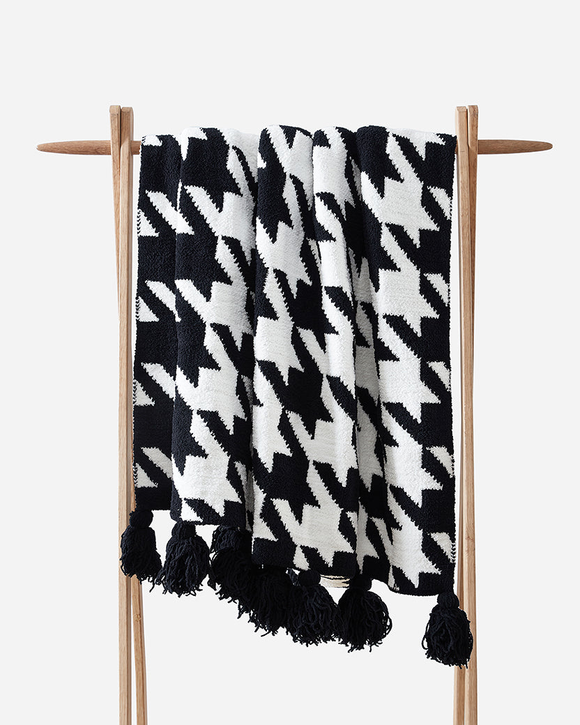 Image of Houndstooth Pom Pom Throw