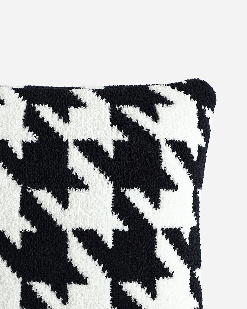 Black - Clear White Throw Pillow