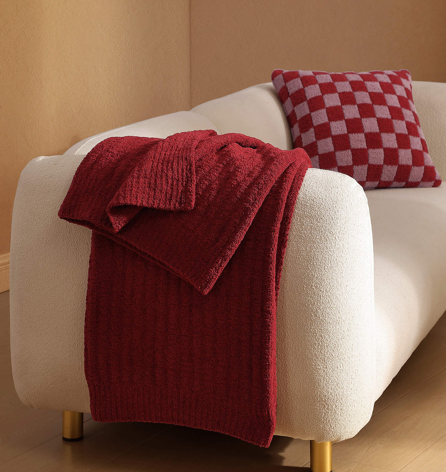 Ribbed Lightweight Throw Pomegranate