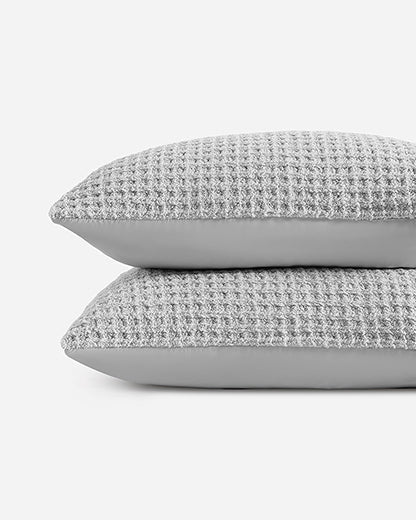 Snug Waffle + Bamboo Sham Set cloud gray