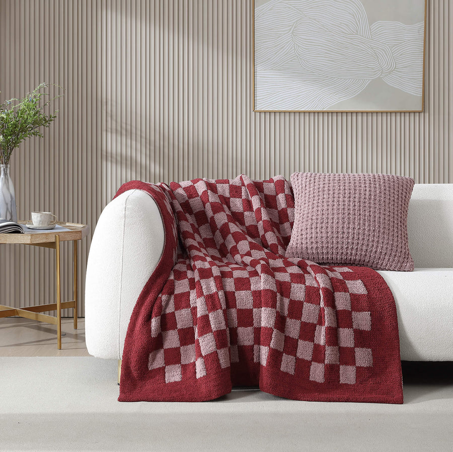 Checkerboard Throw Pomegranate / Rose